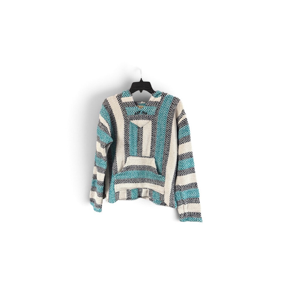 Baja Joe Ron Jon Surf Shop Teal Striped Baja Hoodie Mexican Drug Rug Small